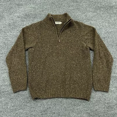 Luca Nobili Sweater Mens M Brown Speckled Wool Viscose 1/4 Zip Waffle Knit Italy • $27.95