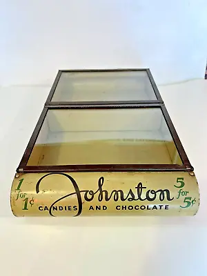 Rare 1930s Johnston Candies & Chocolate General Store Metal 5 Cent Display Case • $165