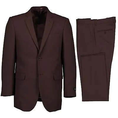 Victorio Couture Men's Brown 2 Button Classic Fit Poplin Polyester Suit NEW • $70