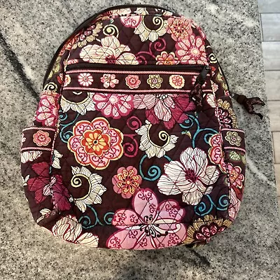 Vera Bradley Backpack Medium Quilted Multicolor Floral Weekender Pink Inside • $22.99