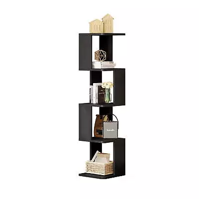 5 Tier Narrow Bookshelf Modern Tall Bookcase Cube Open Display Geometric Book • $28.09