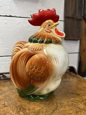 Vintage Ceramic SIERRA VISTA ROOSTER CHICKEN COOKIE JAR California Pottery. • $45