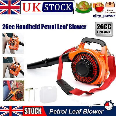 £65.99 • Buy Handheld Petrol Leaf Blower Air Blower 2-Stroke 400CFM Garden Yard Outdoor 26CC 