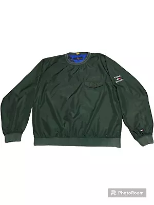 XL Vtg Tommy Hilfiger Golf Jacket Windbreaker Pullover Sweater Green Logo Flag • $39.99