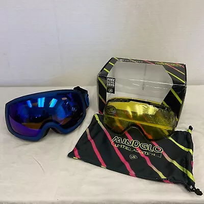 VonZipper Feenom Snow Goggles Mindglo Blue W/ Sky Chrome + Yellow Lens • $96