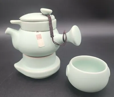 Vintage Chinese Travel Tea Set For One Ceramic Small Kungfu Teapot / Cup • $24.99