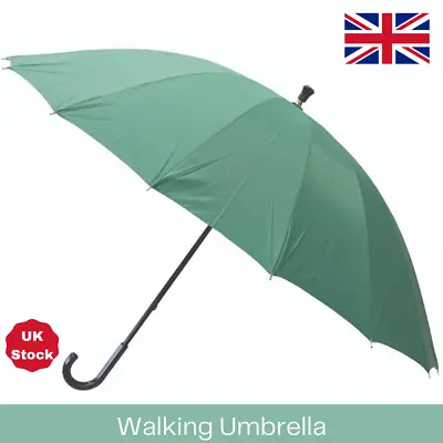 Green Walking Stick Umbrella Mens And Womens Strong UV Sun Protection Brolly • £19.99