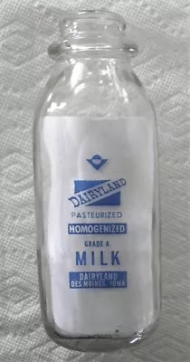 Vintage DairylandCow Dairy Des MoinesIowa IA 10-Cent Deposit Pint MILK BOTTLE • $21.99