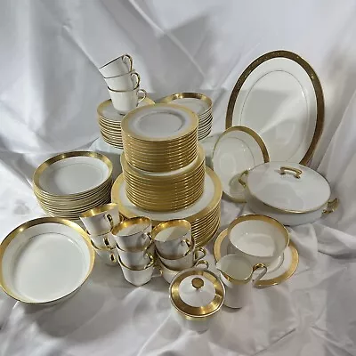 Vintage Mikasa  HARROW  Bone China W/Gold Encrusted Bands Collection 91 Pieces • $895