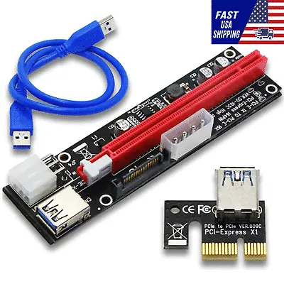 PCI-E 1x To 16x Powered USB3.0 GPU Riser Extender Adapter Card Board Cable • $6.79