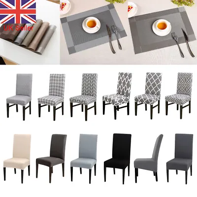 Dining Chair Seat Covers Spandex Table Mats Placemat Coaster PVC Kitchen Banquet • £10.27