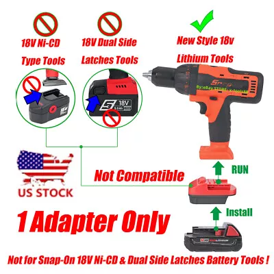 1 Adapter Fits Milwaukee M18 Battery To New Style Snap-On 18V Lithium Type Tools • $19.69