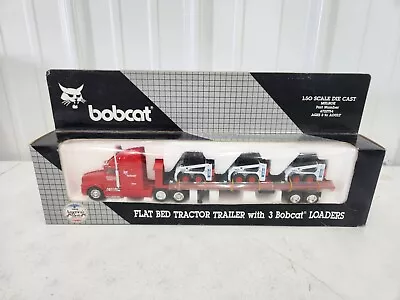 1/50 Melroe Bobcat Flat Bed Tractor Trailer With 3 Bobcat 753 Loaders NIP  • $9.99