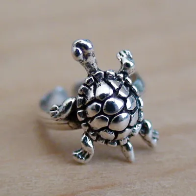 Tiny Turtle Ear Cuff - 925 Sterling Silver - No Piercing Earring Clip On *NEW* • $13