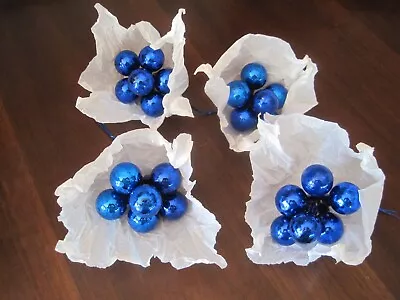 24 VTG Blue Christmas Mercury Glass 25mm Balls Floral Picks - Taiwan • $15