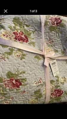 Laura Ashley Throw Bedspread 200 Cm X200cm NEW With Tag Duck Egg Floral  • £49.99
