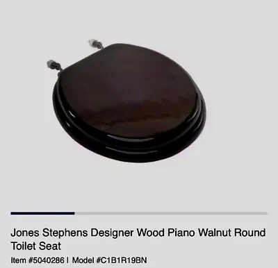 Jones Stephens C1B1R-19BN Round Closed Front Toilet Seat Walnut / Brushed Nickel • £96.41