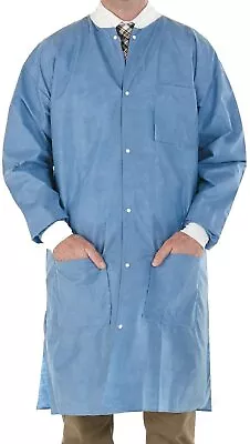 Disposable Blue Lab Coat -Knit Cuff & Collar With Pockets And Buttons 3 5 & 10 • $19.99