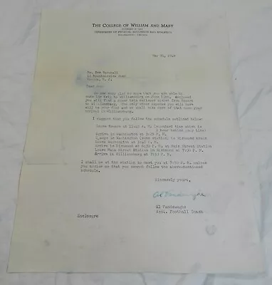 Vintage 1949 Letter On The College Of William And Mary Letterhead • $19.99