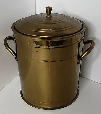 Vintage Everlast Solid Brass Ice Bucket W/Glass Pyrex Insert 2Qt Made In USA C-3 • $49