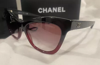 CHANEL Sunglasses AUTHENTIC Cat Eye Ombré Black Red Ch5350 Gunmetal Cc • $349