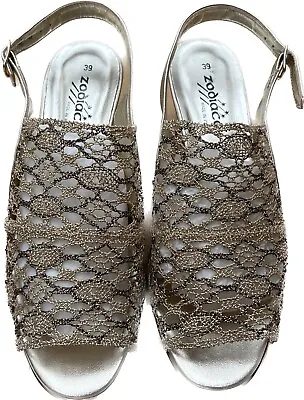 Zodiaco Gold Sandals Shoes Women’s 6 39 Heels Italian • £37.50