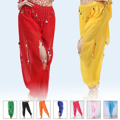 Womens Belly Dance Pants Tribal India Egypt Dancewear Trousers Knickerbockers • £13.15