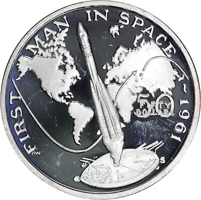 1989 Marshall Islands $50 First Man In Space 1 Oz .999 Fine Silver Art Coin • $39