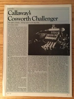 ENG189 Article Engine Callaway's Cosworth Challenger 700 Hp Apr 1984 5 Page • $9.99