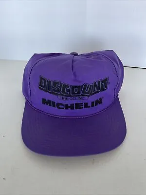 Vintage 90’s Michelin Discount Tire Purple Trucker Hat Cap Adjustable Speedway  • $15