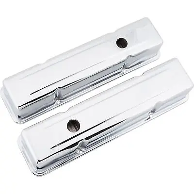 Tall Chrome Valve Covers For Small Block Chevy Stamped Steel Internal Baffles • $27.99