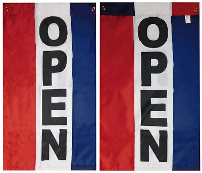 Open RWB Vertical Double Sided 100D Woven Poly Nylon 2x3 Flag Grommets & Sleeve • $24.88