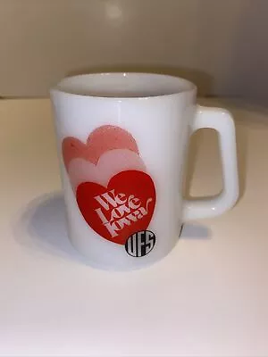 Vintage Federal Glass Milk Glass Mug We Love Iowa Hearts Red UFS • $12