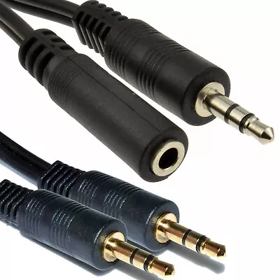 AUX Male To Male/Female Cable Audio 3.5mm Headphone Stereo Extension Cord • £3.29