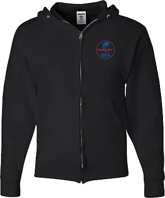 Ford Mustang Full Zip Hoodie Shelby Blue And Red Logo Pocket Print • $33.20