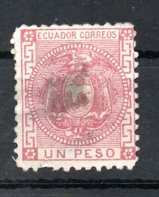 Ecuador 1 Peso 1872  Escudo Nacional • $8.50