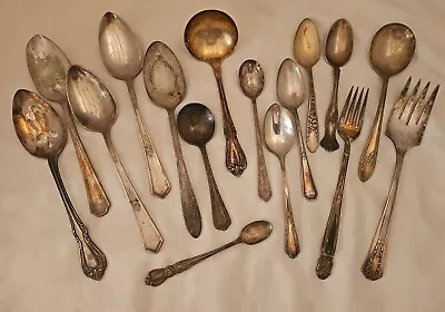 Lot Of 16 Vintage Silver Plated Silverware. Mixed Variety Of Makers  • $25