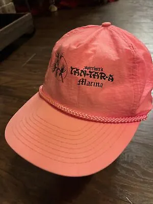 Vintage Adjustable Nylon Hat Neon Pink Marriot Marina Ozarks MO Tablerock Lake • $2.99