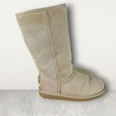 UGG Australia Women's Classic Tall 5815 Cream Suede Sheepskin Boots Size W8 • $32