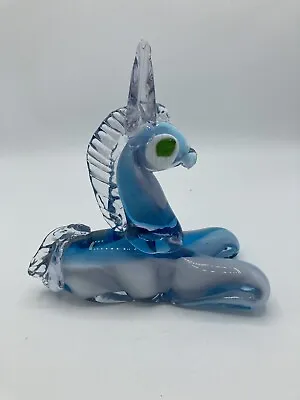 Vintage Blue Toffolo/ Venetian Glass/ Italian Glass Kneeling Horse (damaged) • £50