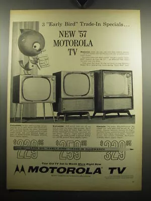 1957 Motorola Televisions Advertisement - Consolette 21T33M Swivelette 21C6M • $19.99