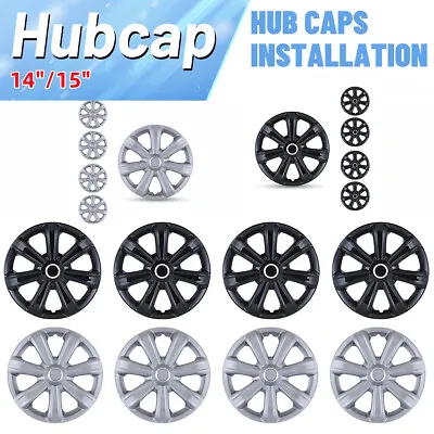 14 /15  Set Of 4 Wheel Covers Snap Hubcaps Full Hub Caps Fit R14/15 Tire  • $42.99