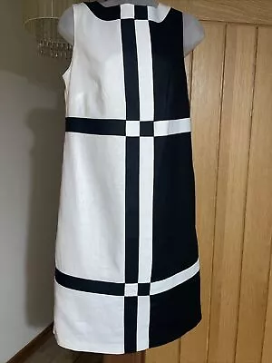 M&S Unusual Retro 60s Style Two Tone Dress MOD  Go Go Sz 12 New • £15