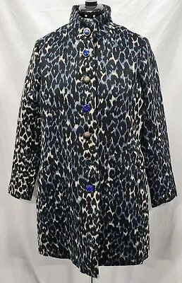 BNWT Desigual Sz 48 Women's Blue Leopard Print Jacket / Coat  RRP $360 • $220