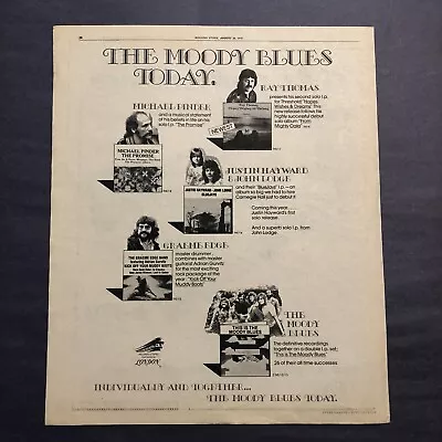 The Moody Blues Today 1976 14.5  X 10.5  Poster Type Advert • $12.50