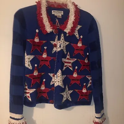 Jack B. Quick Women’s SMALL CHRISTMAS SANTAS  Cardigan Sweater PRE-OWNED • £57.84