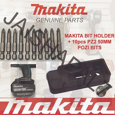  Makita Impact Drill Driver BIT HOLDER + Torsion 10pcs S2 Non Slip Pz2 Pozi Set • £7.99