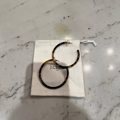 J Crew Tortoise Large 2 1/4 Inch Open Hoop Earrings NWOT • $15