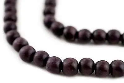 Plum Purple Round Natural Wood Beads 8mm Large Hole 16 Inch Strand • $1.49