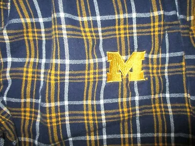 MICHIGAN WOLVERINES STARTER FLANNEL PAJAMA PANTS Plaid Lounge Pockets Adult LG • $27.99